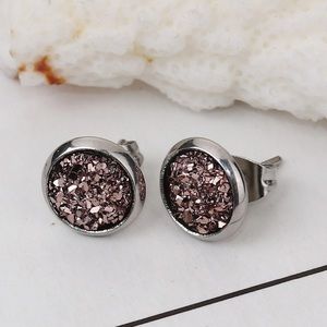 Champagne Druzy Stud Earrings